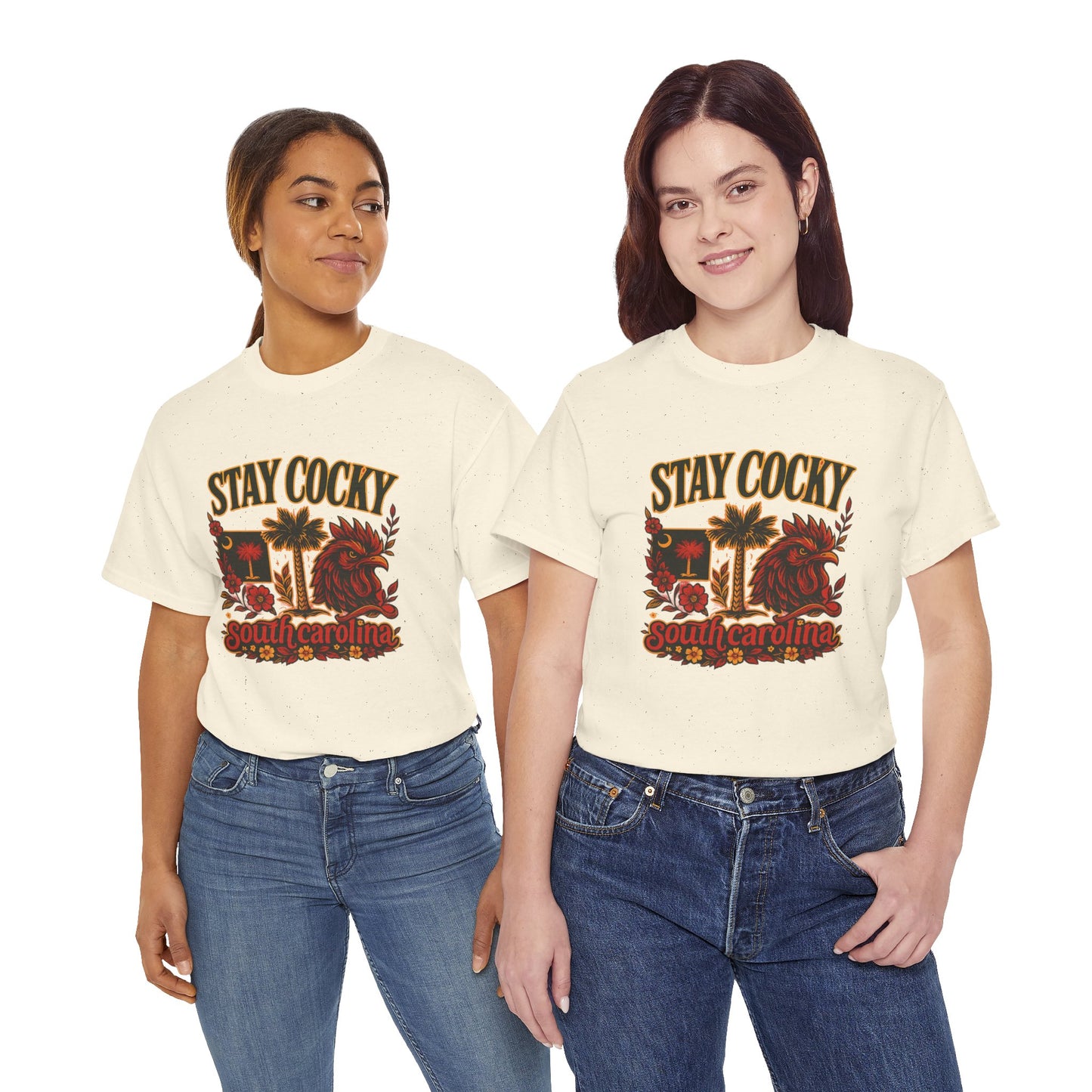 Stay Cocky Unisex Heavy Cotton Tee, Casual Graphic Tee, South Carolina Pride Shirt, Fun Vacation Wear, Perfect Gift for Gamecocks Fans