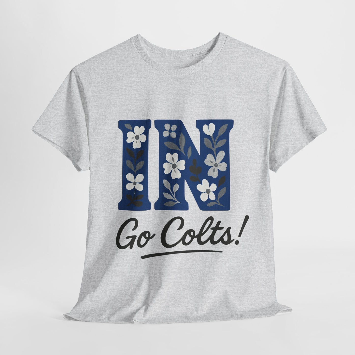Floral Colts Tee | Unisex Heavy Cotton Tee for Sports Fans, Indiana Pride