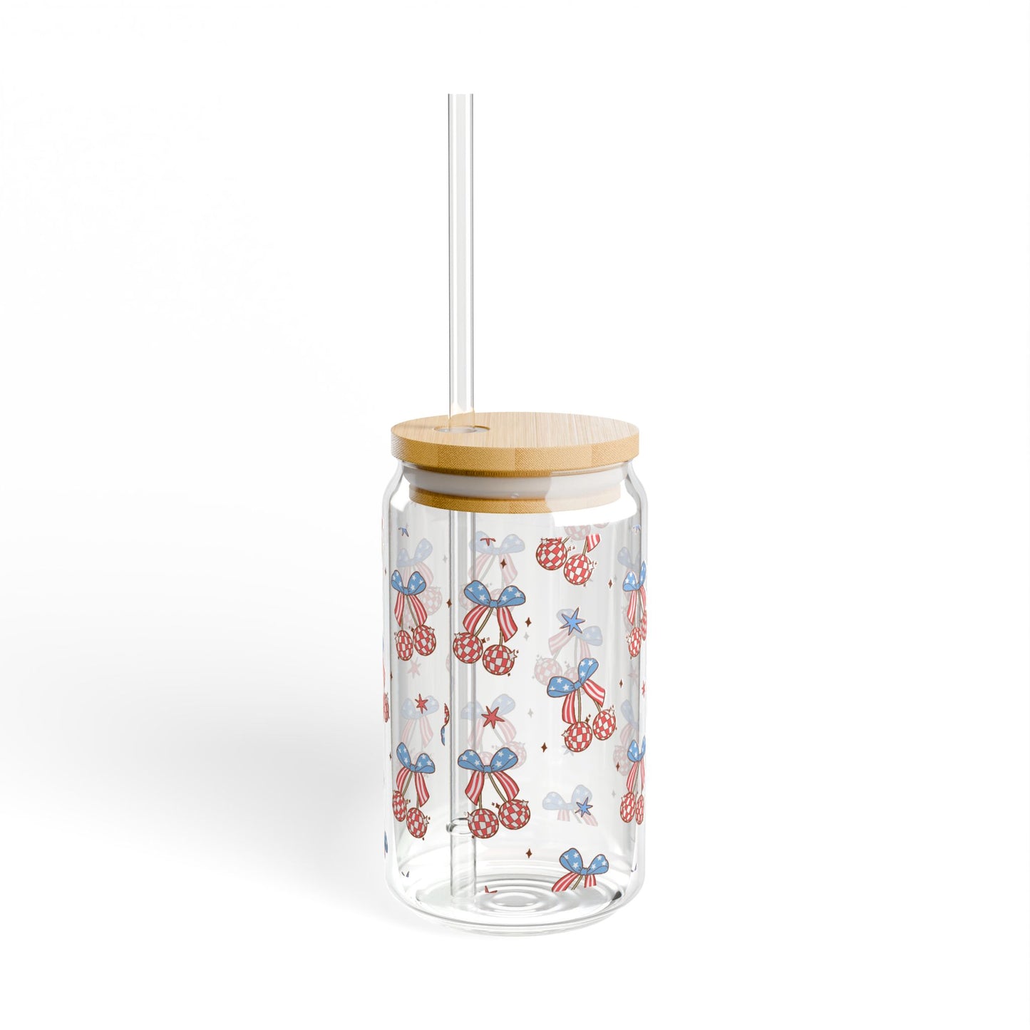 Patriotic Disco Ball Cherrry Sipper Glass