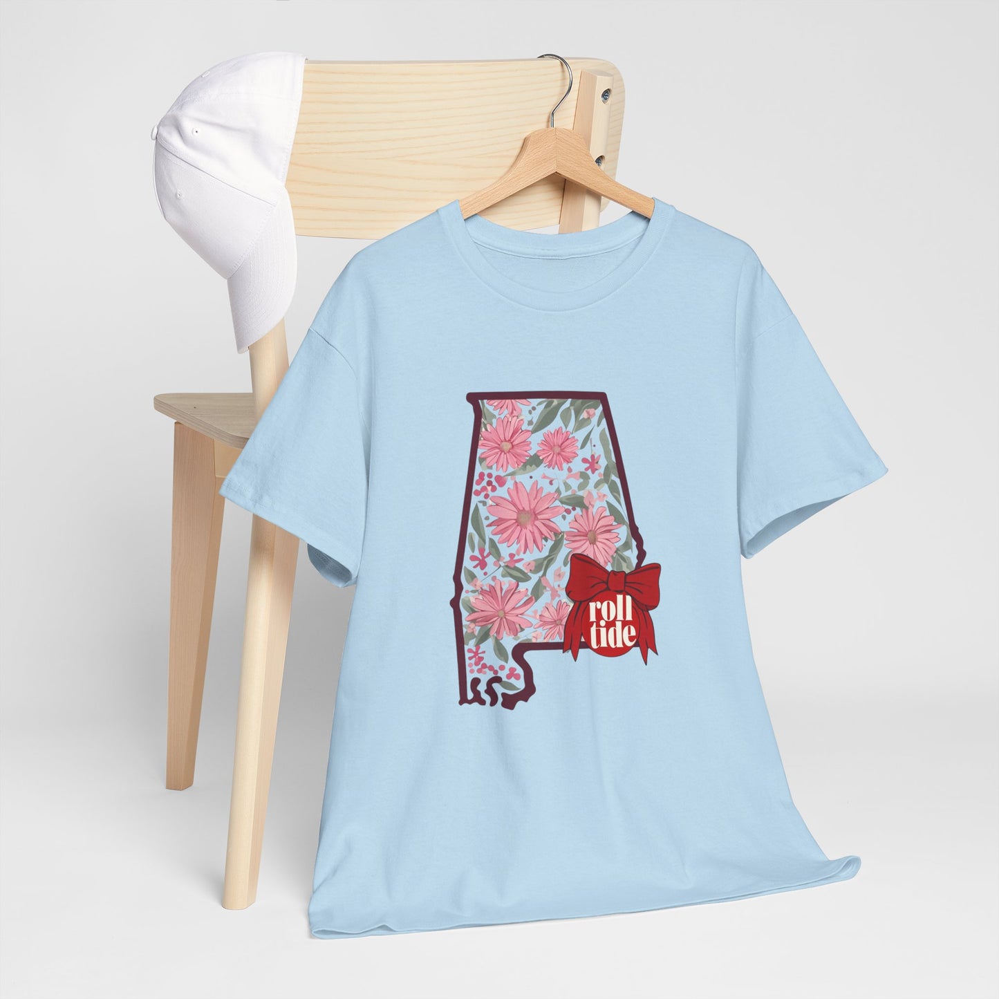 Floral Alabama Tee - Roll Tide Unisex Heavy Cotton T-Shirt, Casual Wear, Game Day Outfit, College Apparel, Southern Pride