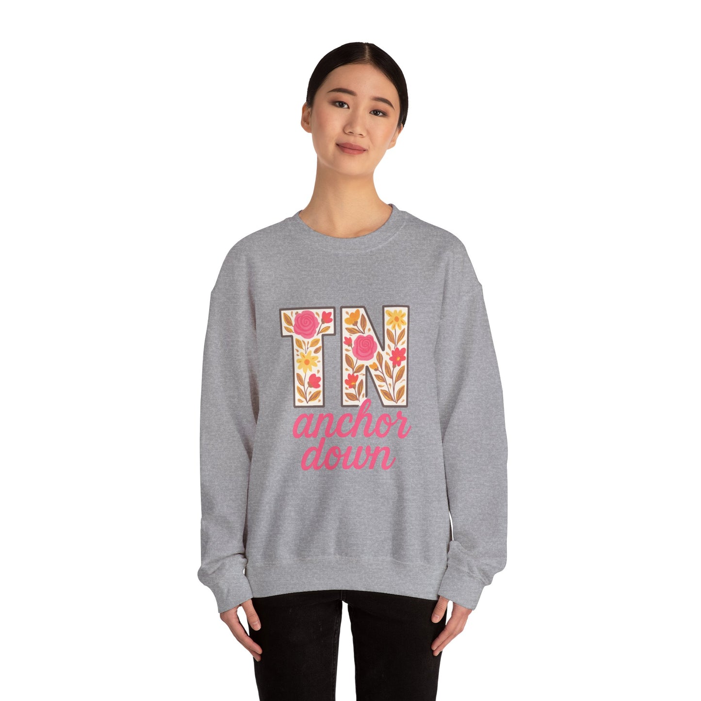 Cozy Floral Crewneck Sweatshirt with TN Design, Cute Gifts for Tennessee Fans, Casual Fall Wear, Perfect for Holidays & Gatherings
