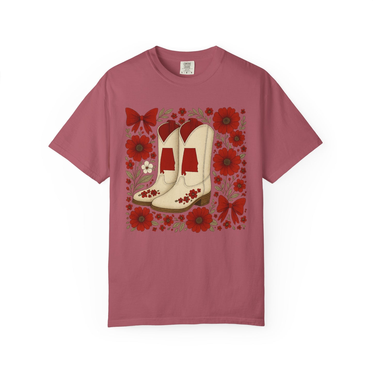 Vintage Cowboy Boots Floral Unisex T-shirt - Alabama Fan, Bama Game Day