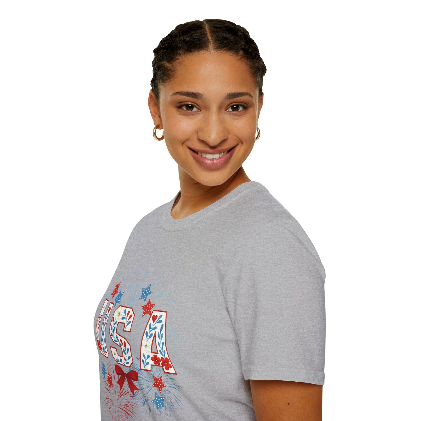 Patriotic USA Fireworks T-Shirt, 4th of July Tee, Unisex Graphic Shirt, Independence Day Apparel, Stars and Stripes Clothing