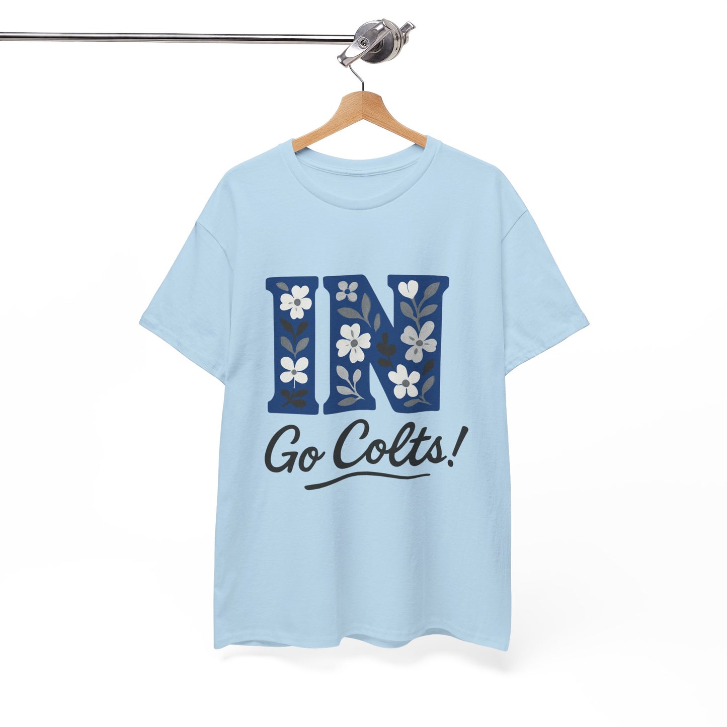 Floral Colts Tee | Unisex Heavy Cotton Tee for Sports Fans, Indiana Pride
