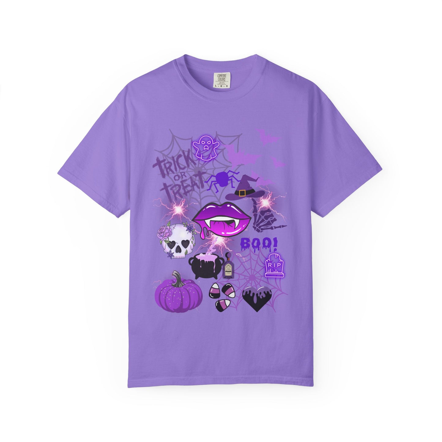 Spooky Purple Vibes Halloween Graphic T-Shirt, Fun Unisex Tee for Spooky Season, Trick or Treat, Boo! Shirt, Halloween Party Wear, Gift Idea