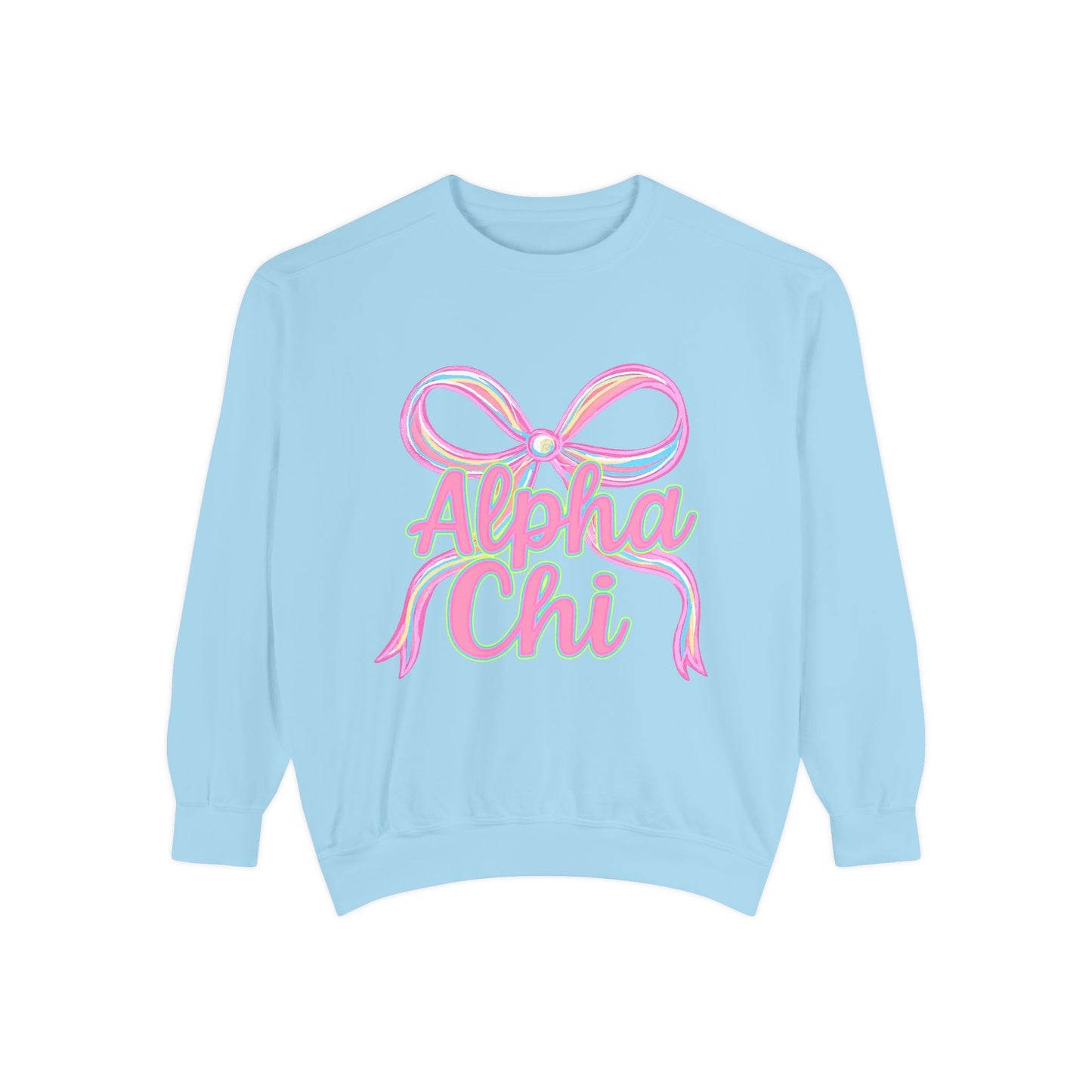 AlphaChi Garment-Dyed Sweatshirt, Sorority Sweatshirt, Personalized Gift, College Apparel, Comfortable Crewneck, Trendy Fashion