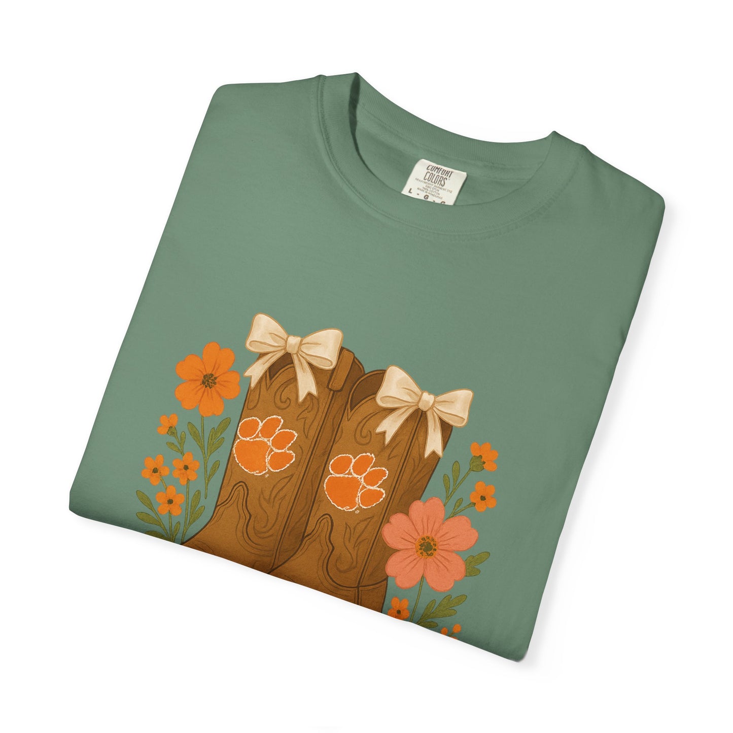 Cowgirl Boots Floral T-Shirt, Go Tigers Game Day, Comfort Colors