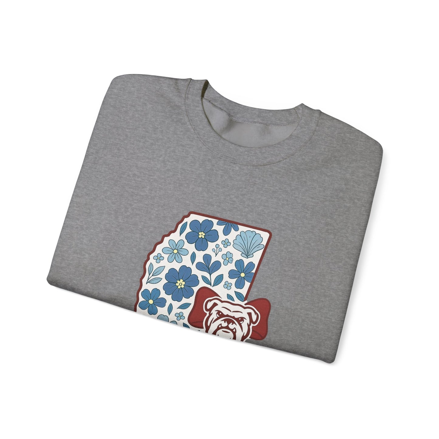 Mississippi Flower Bulldog Crewneck Sweatshirt, Cozy Sweatshirt for Fall, Gift for Dog Lovers, College Apparel, Casual Fashion