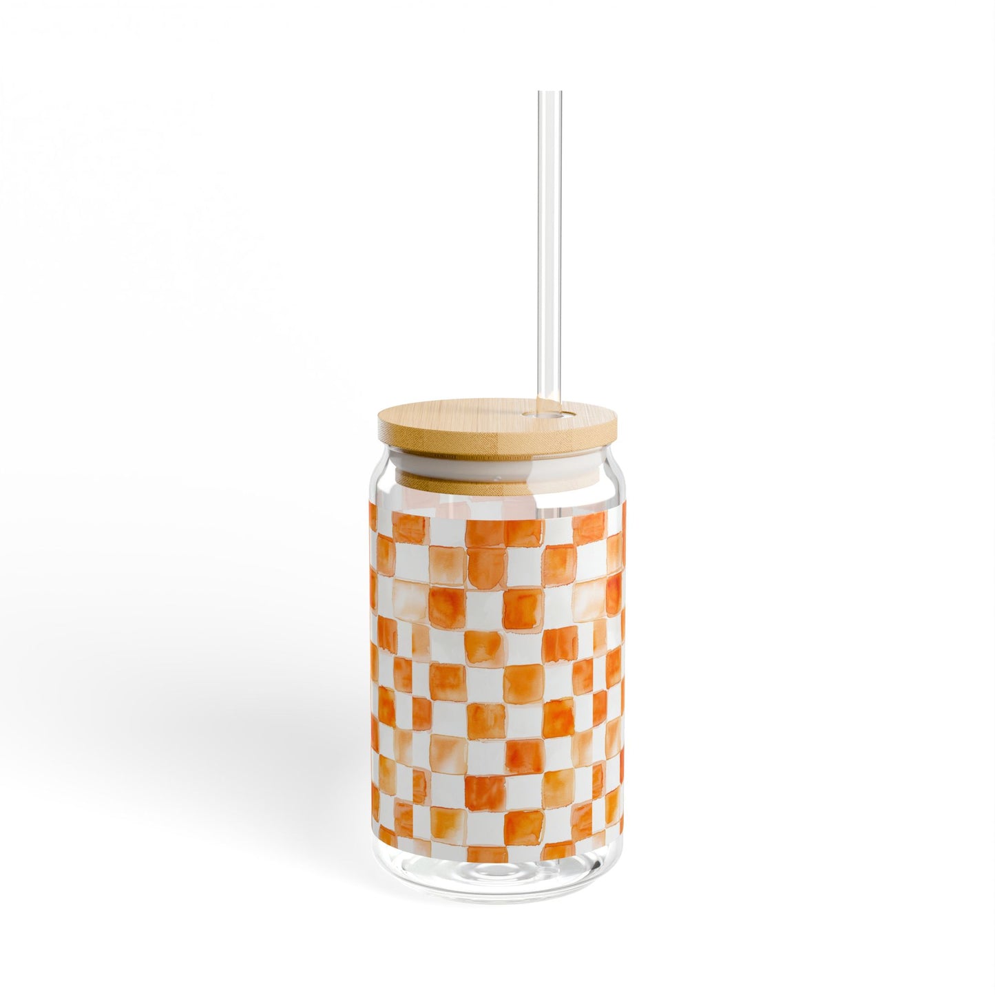 Tennessee Checkered 16oz Sipper Glass, Tennessee Checkered Chic - Stylish Drinkware for Home, Parties, Gifts