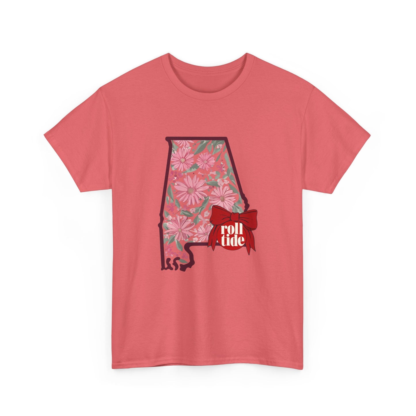 Floral Alabama Tee - Roll Tide Unisex Heavy Cotton T-Shirt, Casual Wear, Game Day Outfit, College Apparel, Southern Pride