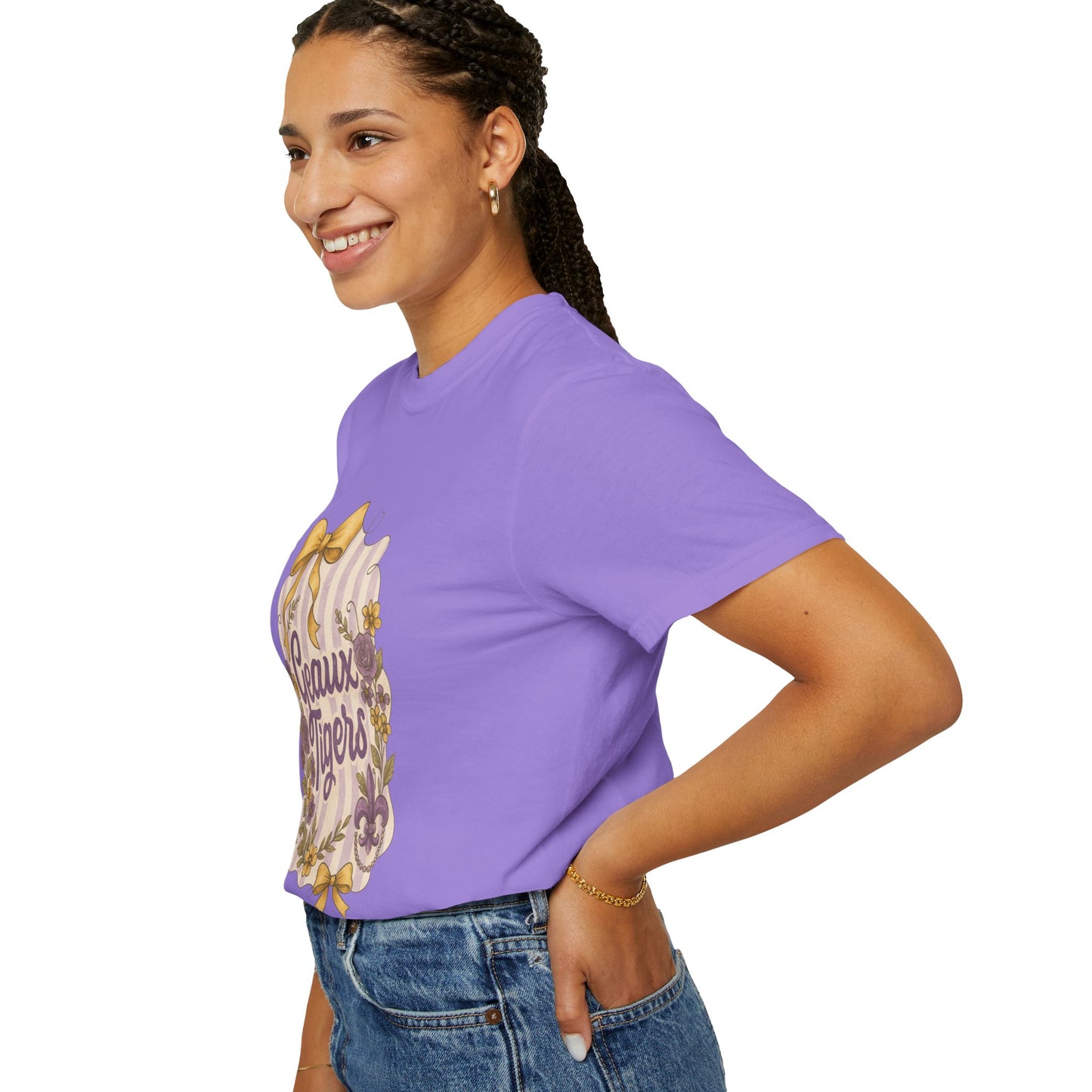 Geaux Tigers Floral T-Shirt, Unisex Casual Tee, Game Day Apparel, Spring Outfit, LSU Fan Gear