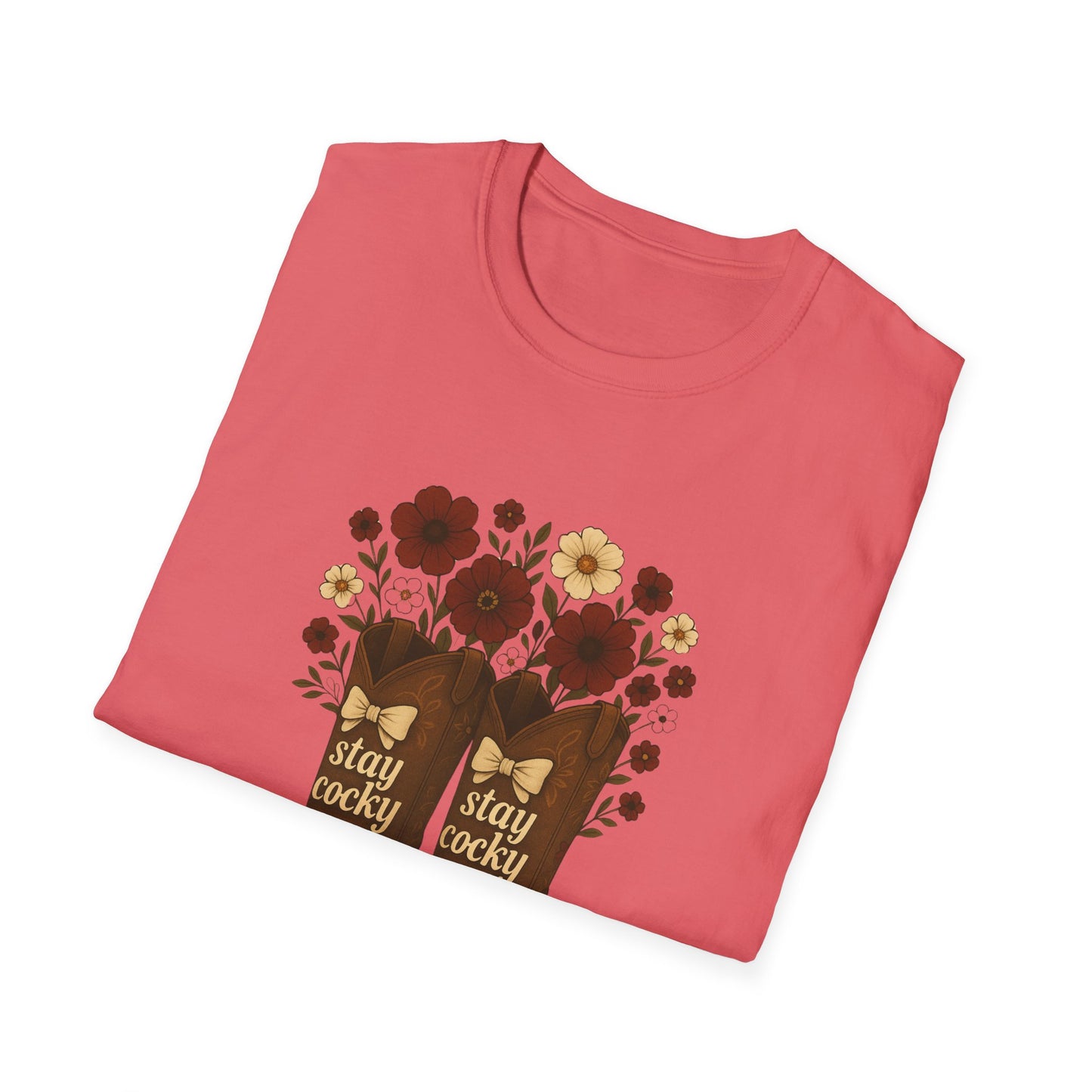 Sc stay cocky coquette t-shirt, Lucky Cowboy Boots T-Shirt, Country Style Tee, Floral Graphic Shirt, Gift for sc fan, go gamecocks, sc game day, graduation gift, college student gift