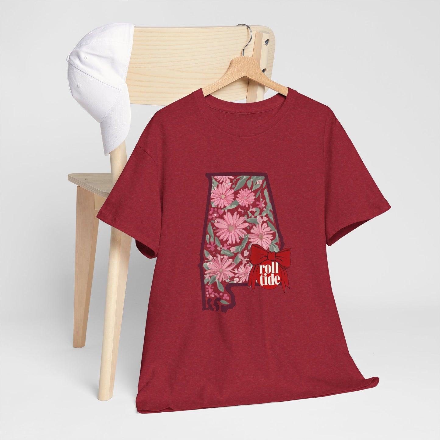 Floral Alabama Tee - Roll Tide Unisex Heavy Cotton T-Shirt, Casual Wear, Game Day Outfit, College Apparel, Southern Pride