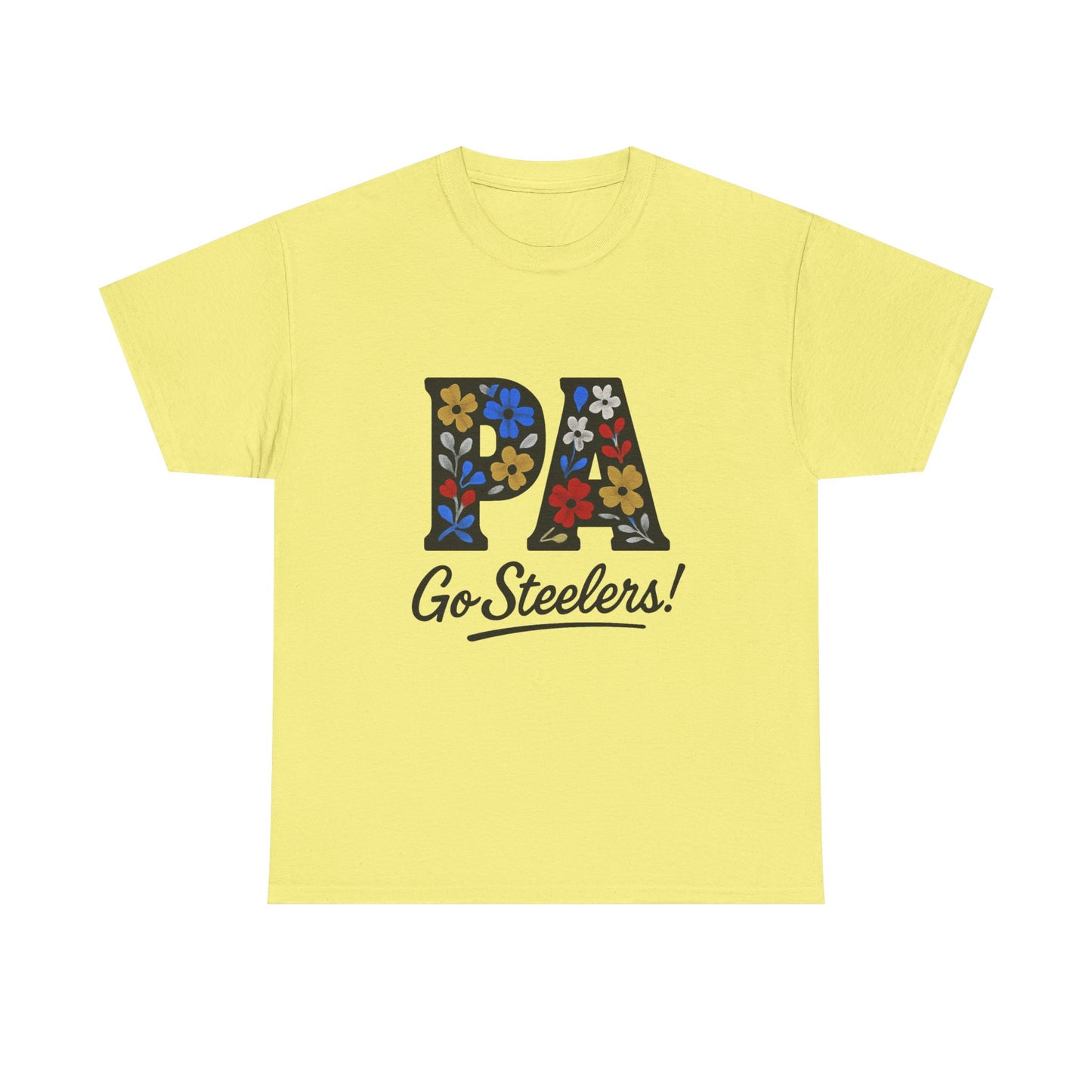 Sports Fan Tee - Floral PA Go Steelers Unisex Heavy Cotton Tee