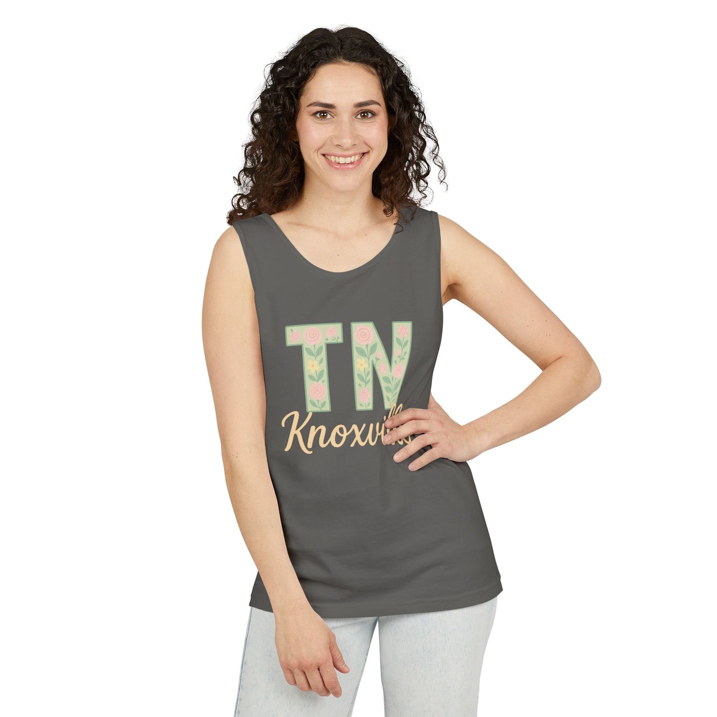Tennessee Floral Tank Top, Unisex Sleeveless Shirt, Summer Tee, Casual Wear, Gift for Her, Comfort Colors, Graduation Gift, Rocky Top