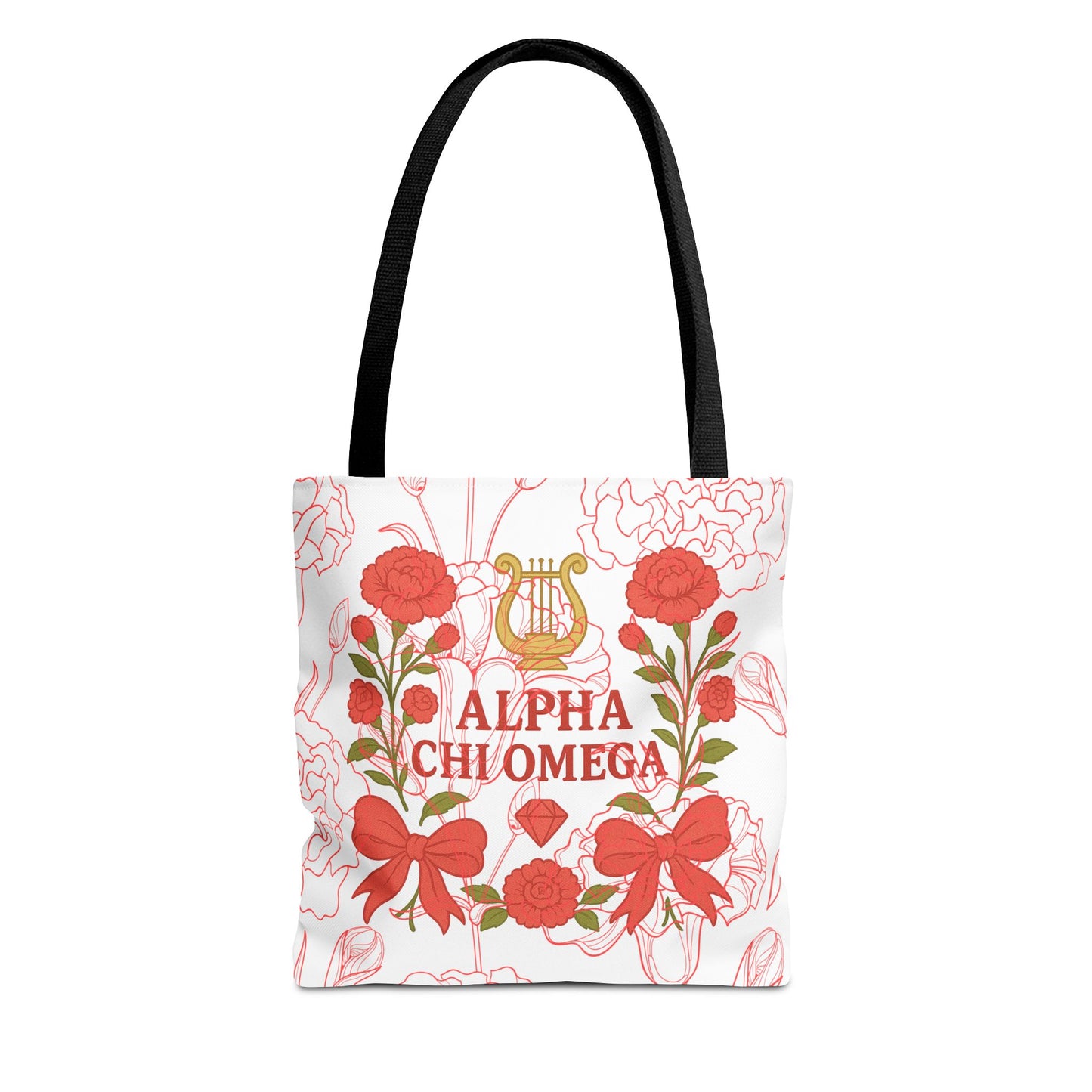 Floral Sorority Alpha Chi Omega Tote Bag, College Essentials, Gift for Sorority Sisters, Eco-Friendly Shopping Tote, Alpha Chi Omega Apparel