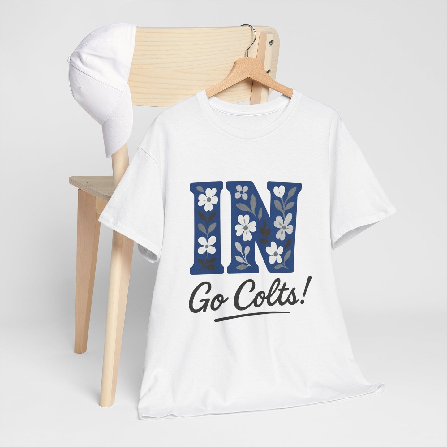 Floral Colts Tee | Unisex Heavy Cotton Tee for Sports Fans, Indiana Pride
