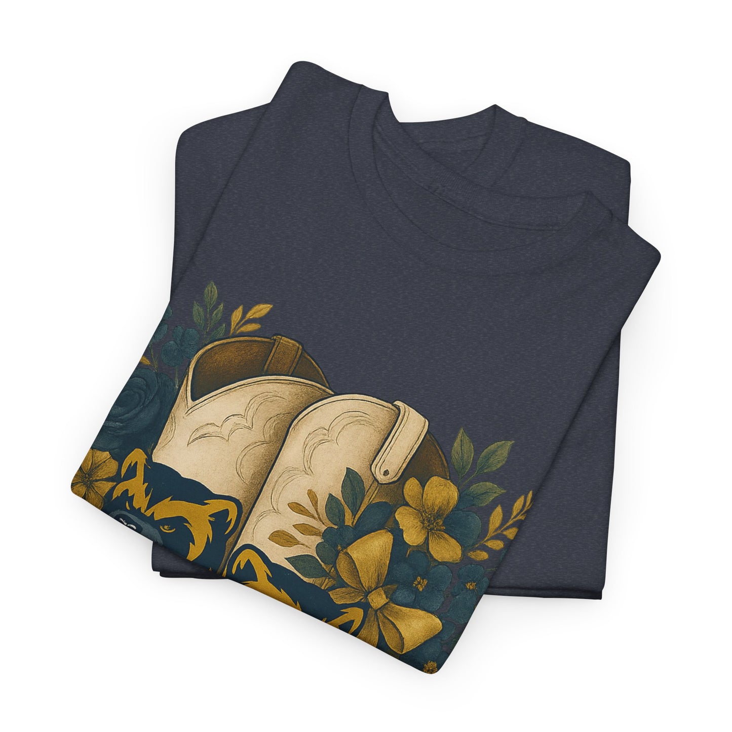 Graphic Tee - Michigan Wolverines Maize and Blue Country Chic Floral Cowboy Boots Vintage Style Shirt
