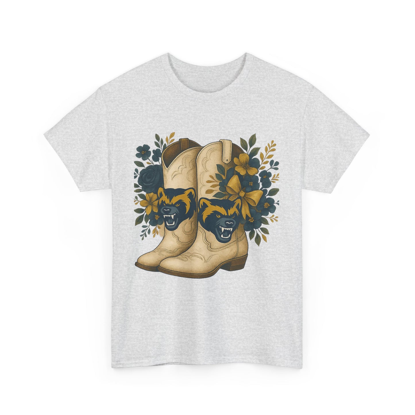 Graphic Tee - Michigan Wolverines Maize and Blue Country Chic Floral Cowboy Boots Vintage Style Shirt