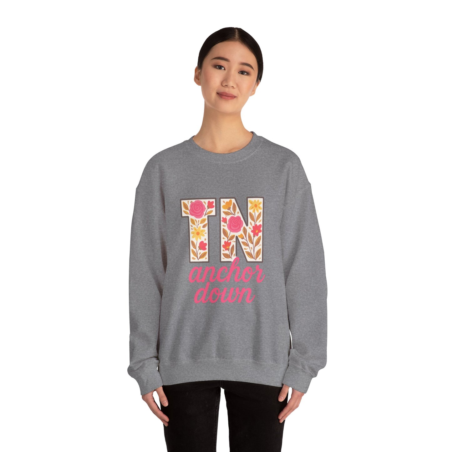 Cozy Floral Crewneck Sweatshirt with TN Design, Cute Gifts for Tennessee Fans, Casual Fall Wear, Perfect for Holidays & Gatherings