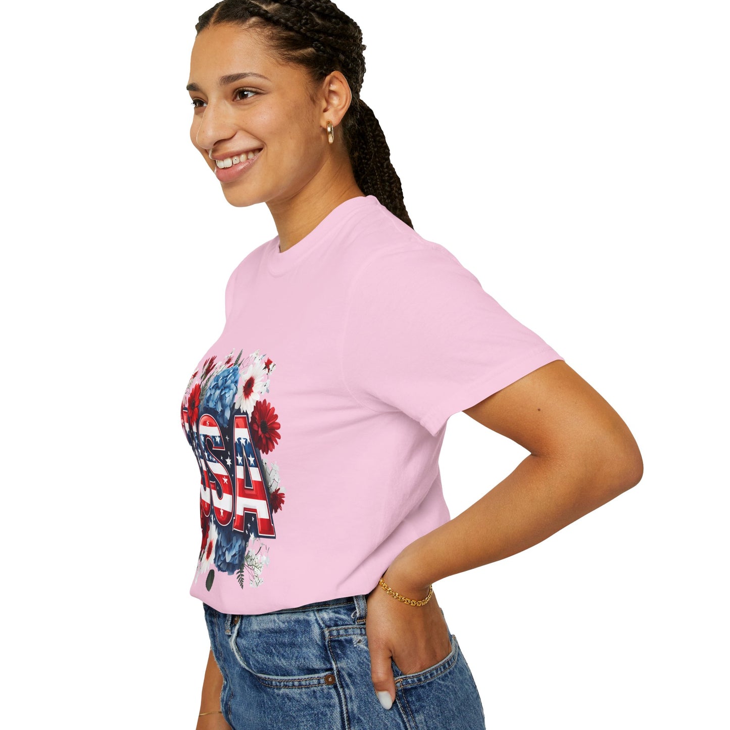 Patriotic Floral USA T-Shirt