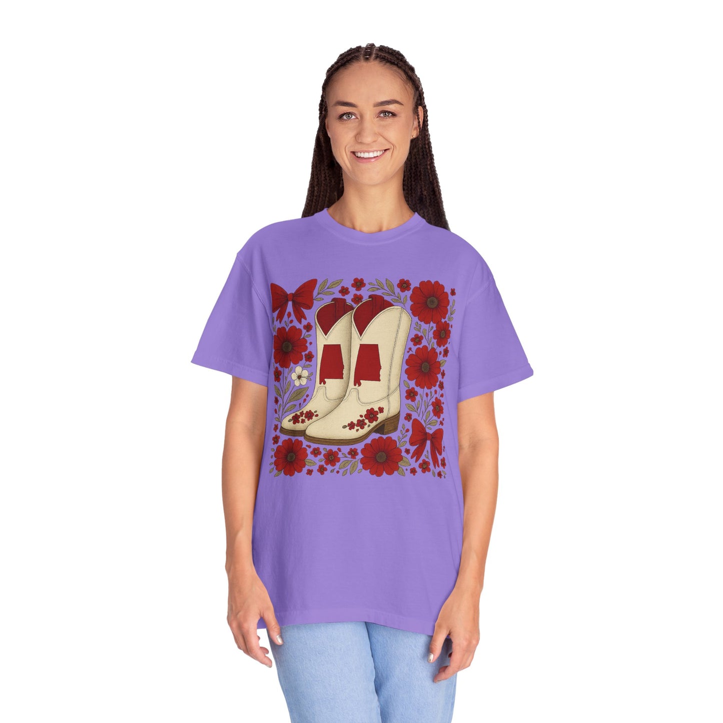 Vintage Cowboy Boots Floral Unisex T-shirt - Alabama Fan, Bama Game Day