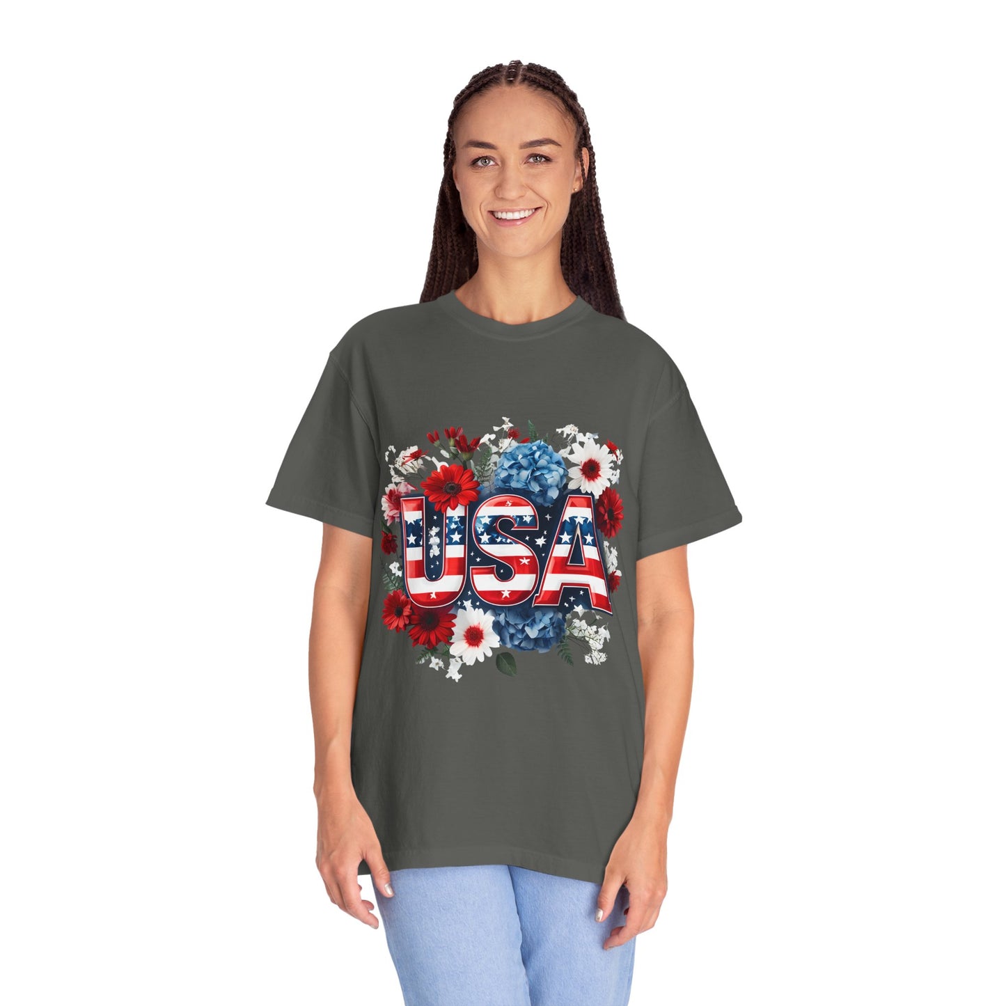 Patriotic Floral USA T-Shirt