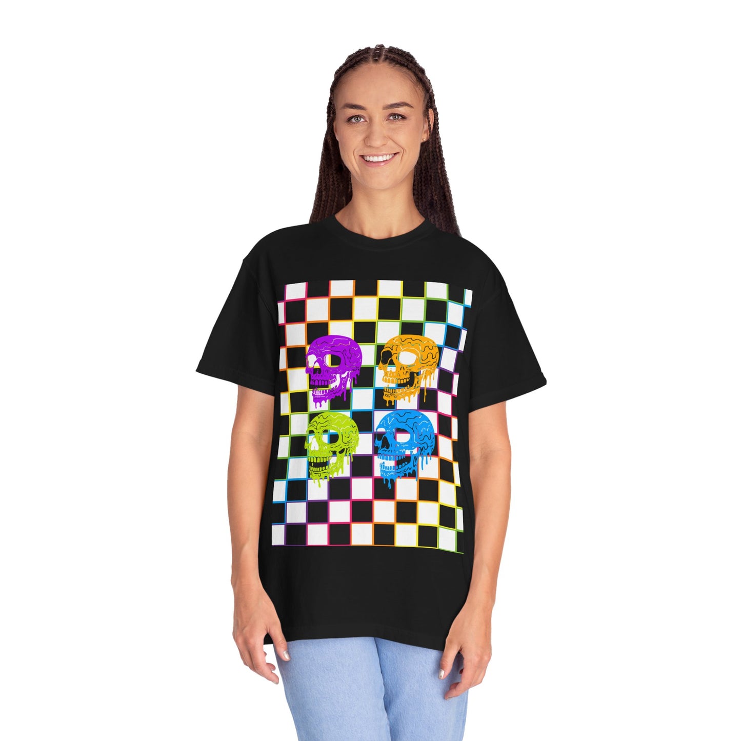 Vibrant Skull Graphic T-Shirt, Unisex Tee, Halloween Outfit, Alternative Fashion, Festival Wear, Casual Street Style