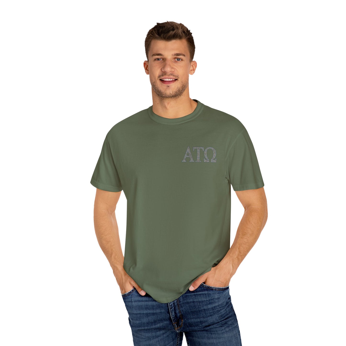 AlphaTauOmega Garment-Dyed T-shirt | Unisex Casual Tee for Fraternity Events, Gifts, College Life, Brotherhood, Greek Life