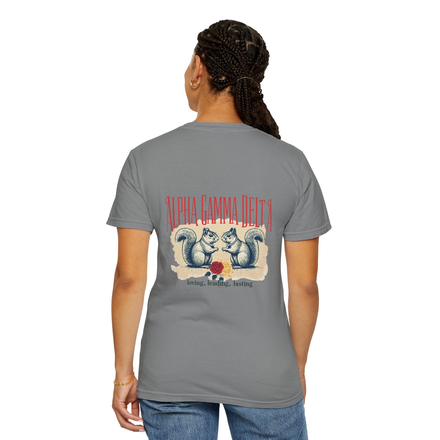 AGD Charming Sorority T-Shirt, Squirrel Design, Unisex Apparel, Perfect Gift, Casual Wear, College Life, Greek Life, Fraternity Events