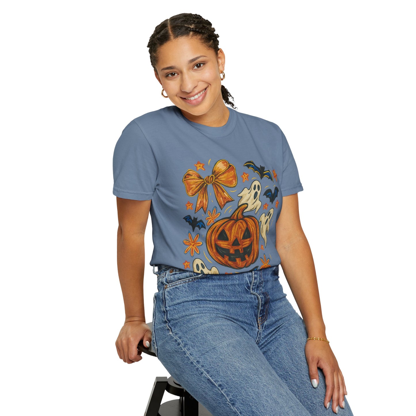 Halloween Ghost & Pumpkin T-shirt, Spooky Season Shirt, Fall Tee, Unisex Halloween Apparel, Ghostly Graphic Tee, Pumpkin Graphic Shirt