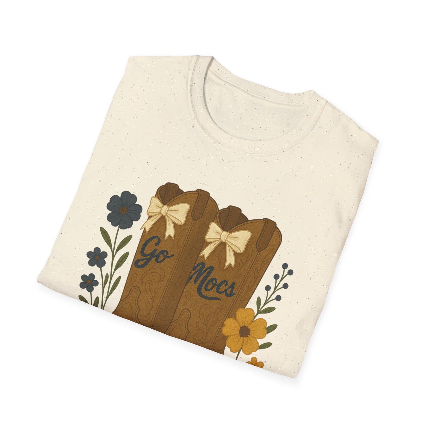 Chatt Mocs Coquette Cowgirl Boot Floral T-Shirt - Go Mocs Design, Casual Wear, Gift for Cowgirls, Western Style, Country Fan Clothing, Go Mocs, chatt tn game day, graduation gift