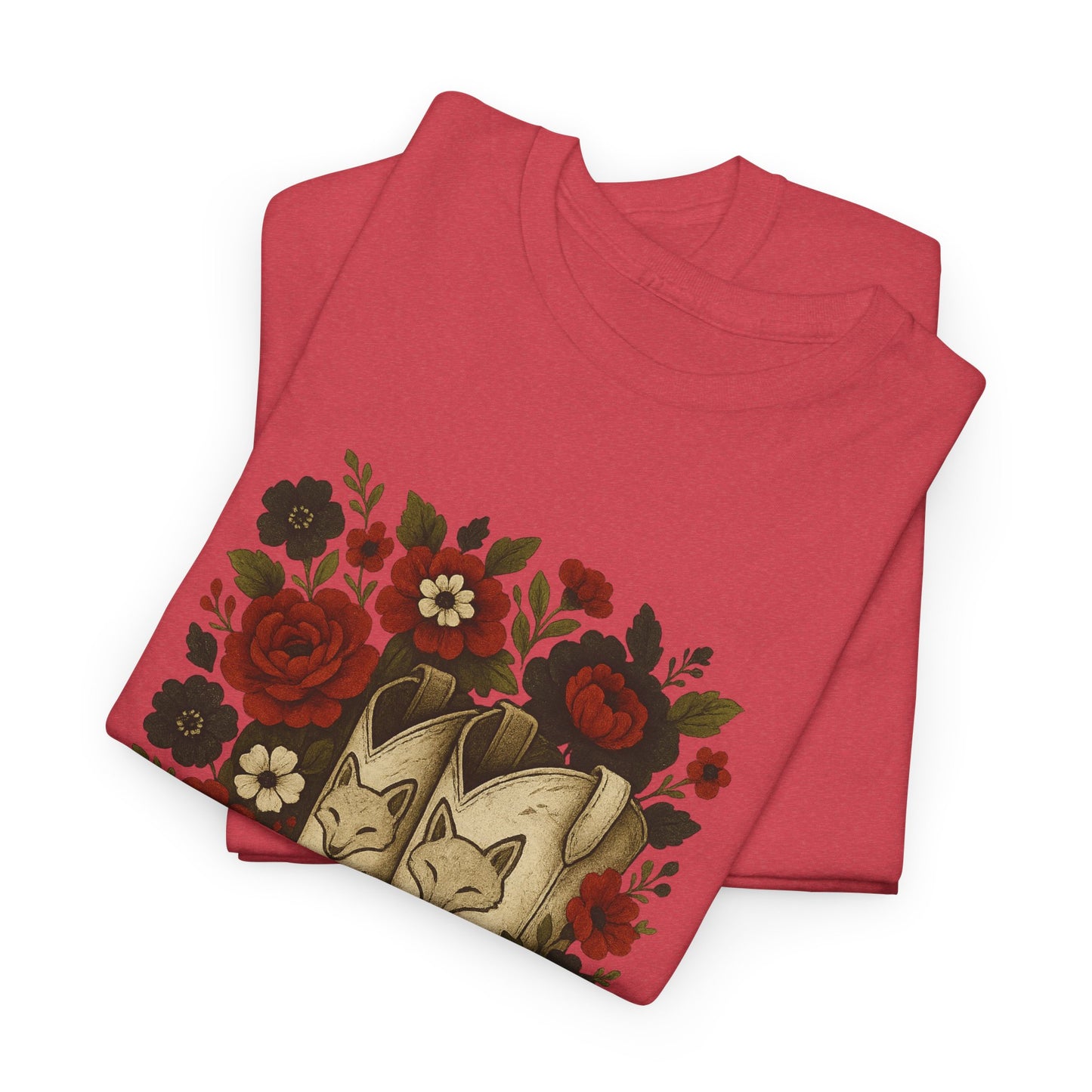 AR State Red Wolves Vintage Floral Cowboy Boots Tee