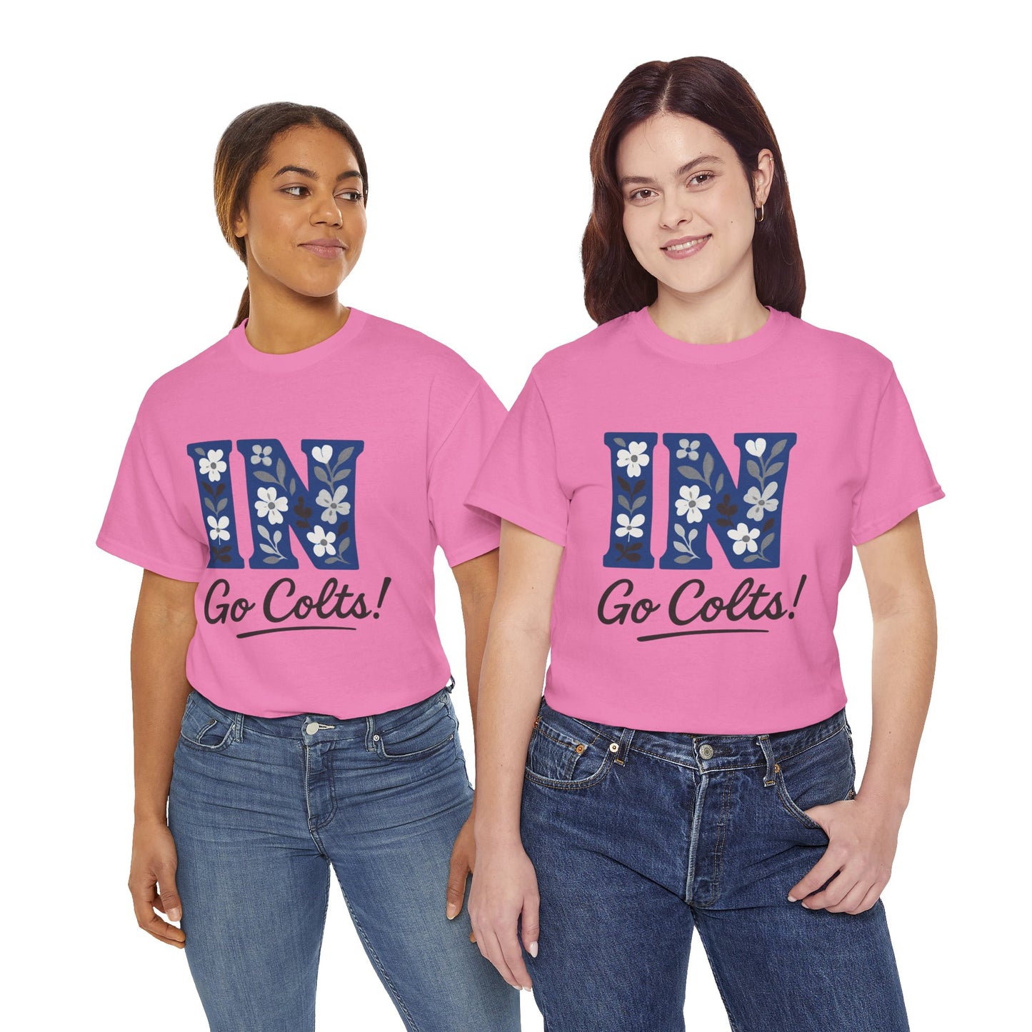 Floral Colts Tee | Unisex Heavy Cotton Tee for Sports Fans, Indiana Pride