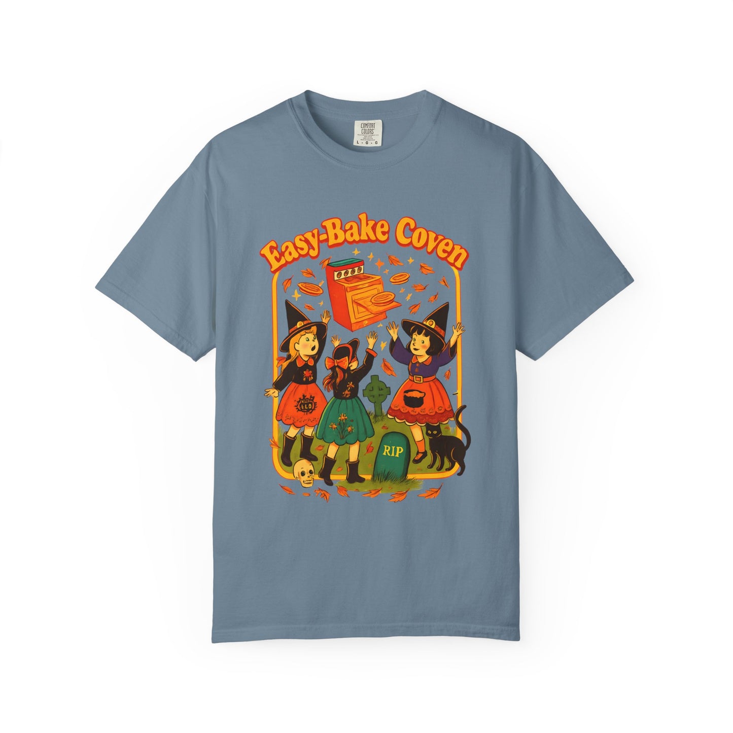 Halloween Witch T-Shirt, Unisex Garment-Dyed Shirt, Easy-Bake Coven Tee, Spooky Season Apparel, Cute Witch Design