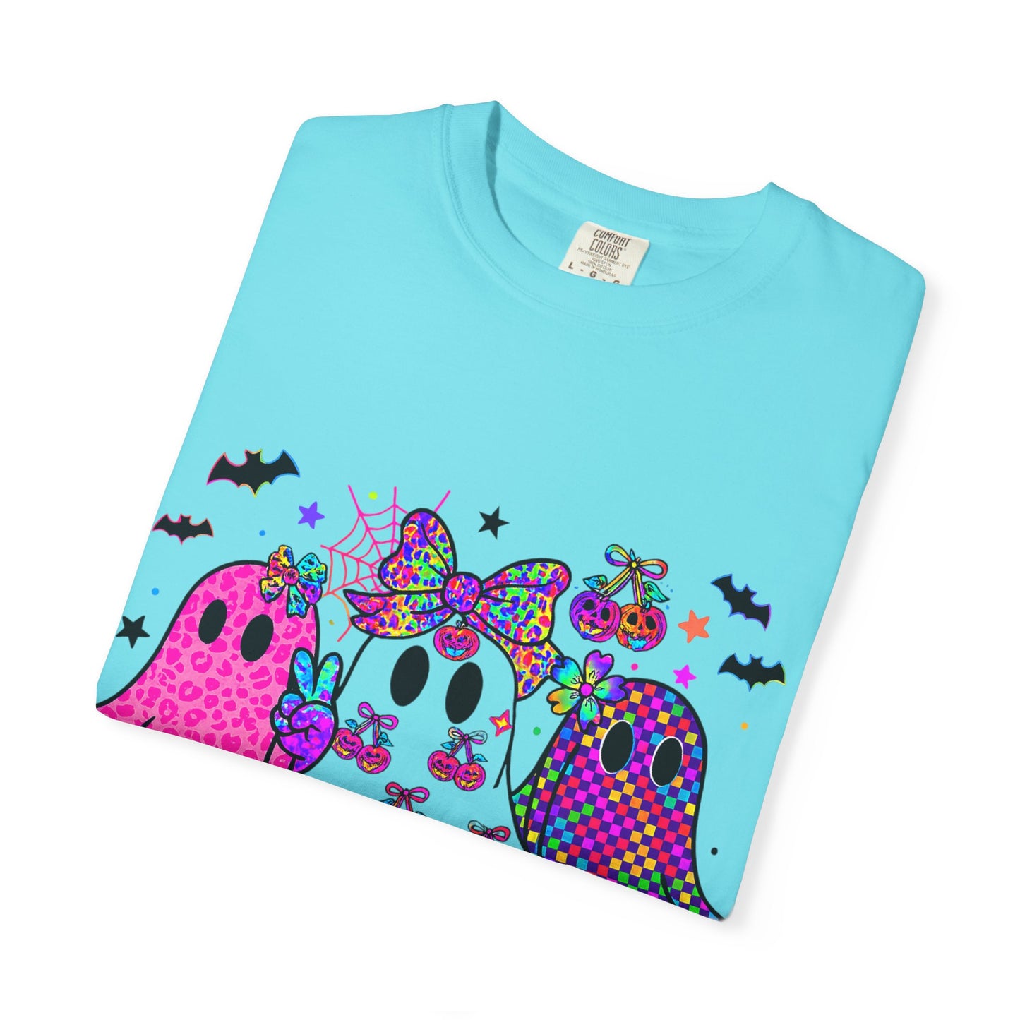 Colorful Ghost-Themed Unisex T-Shirt, Spooky Tee, Halloween Apparel, Festival Shirt, Gift for Ghost Lovers, Fun Casual Wear