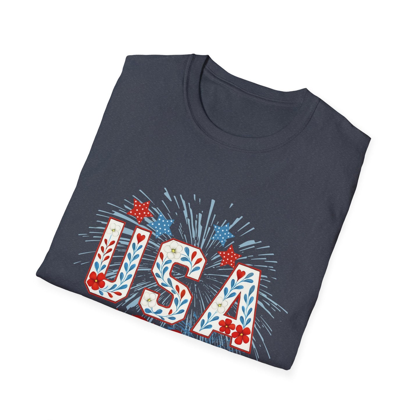 Patriotic USA Fireworks T-Shirt, 4th of July Tee, Unisex Graphic Shirt, Independence Day Apparel, Stars and Stripes Clothing