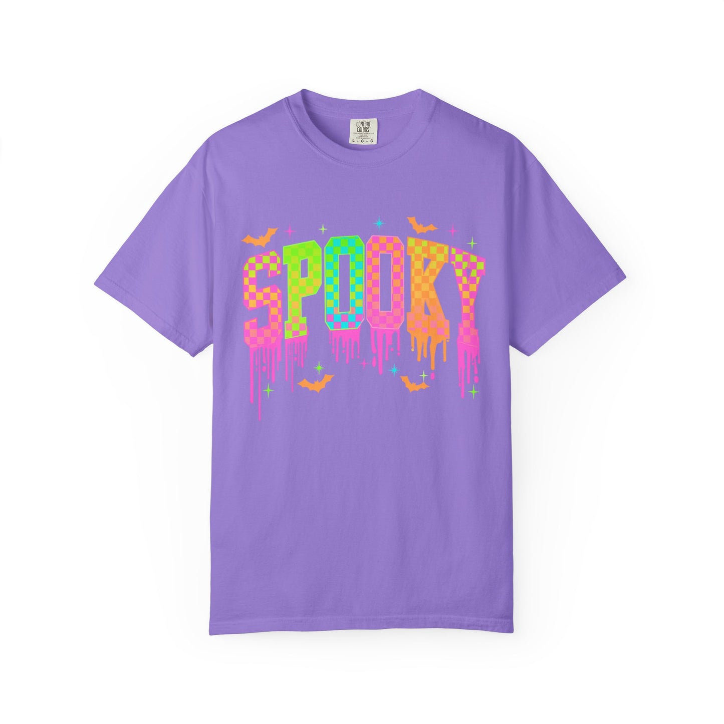 Colorful Neon Checkered Spooky T-Shirt