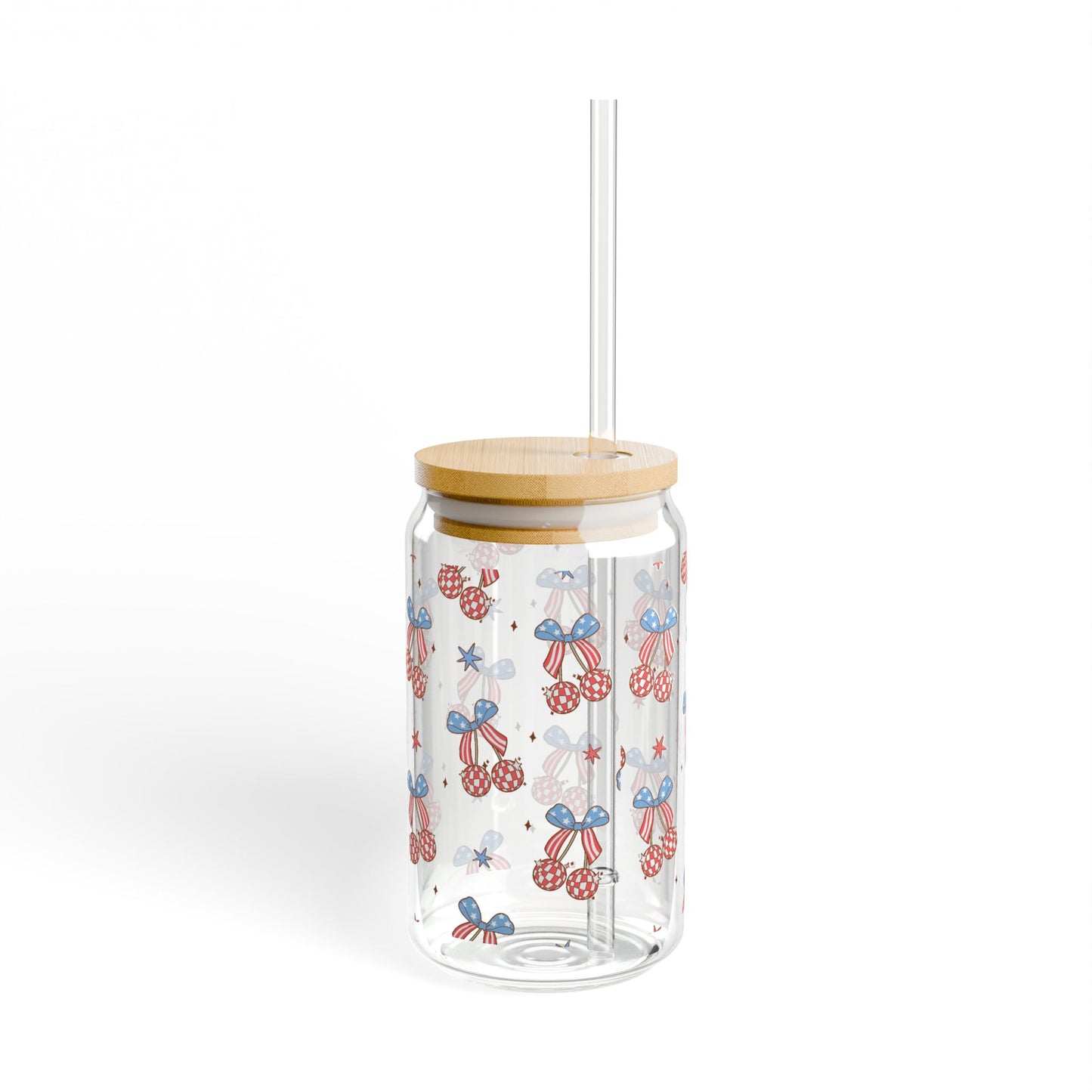 Patriotic Disco Ball Cherrry Sipper Glass