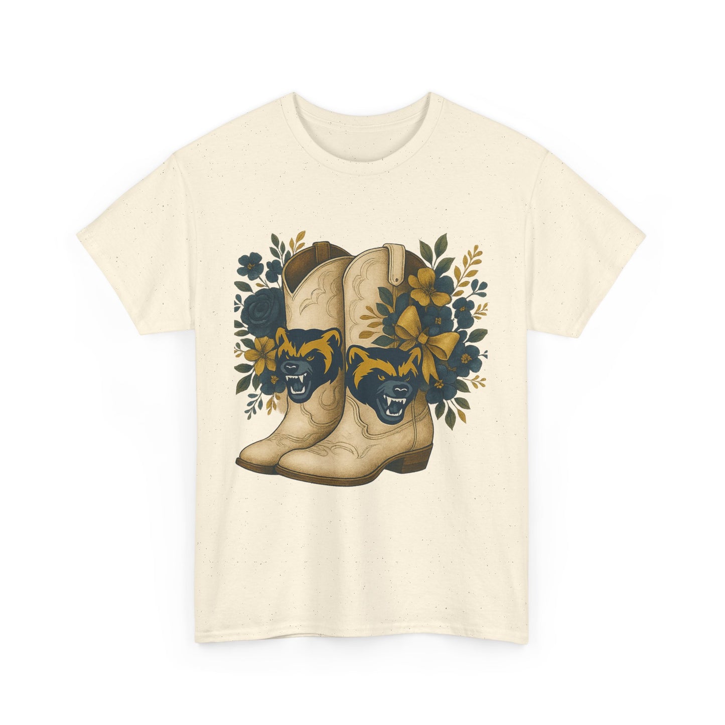 Graphic Tee - Michigan Wolverines Maize and Blue Country Chic Floral Cowboy Boots Vintage Style Shirt