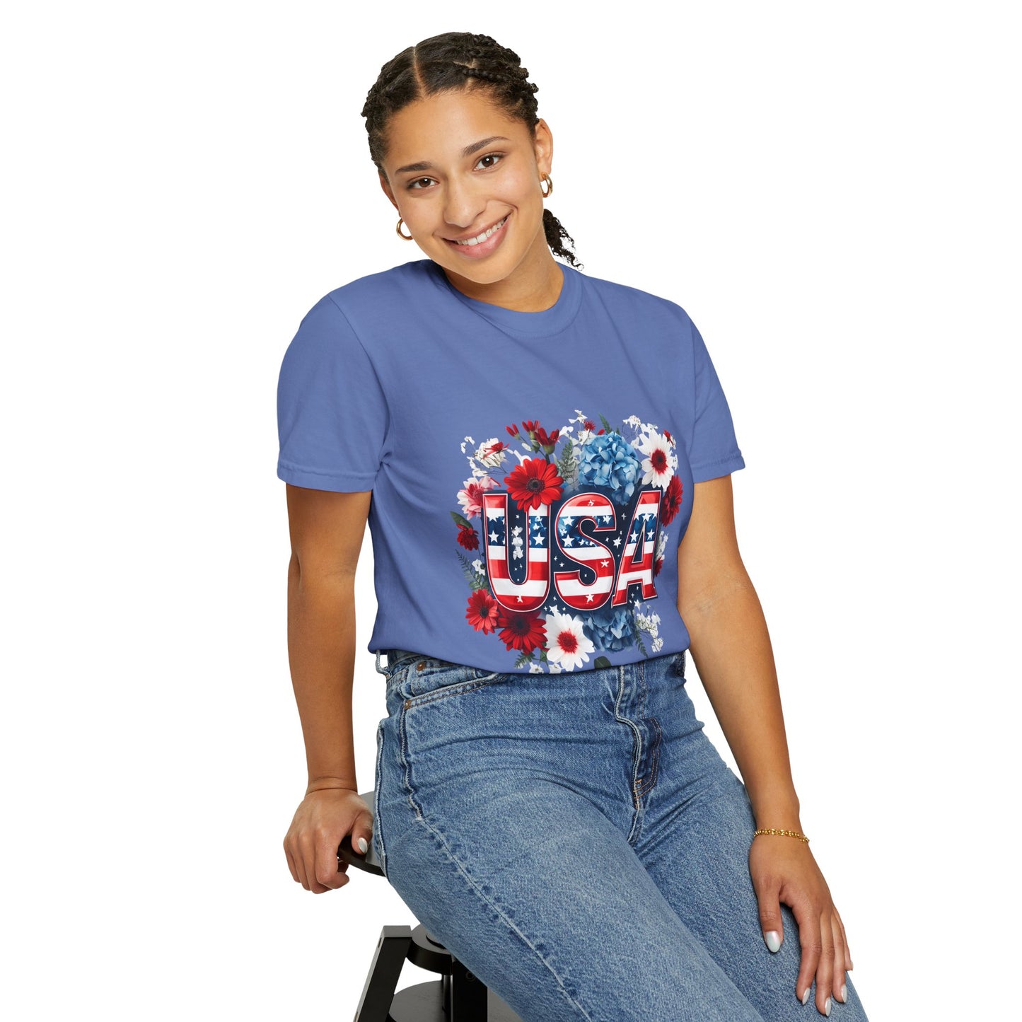 Patriotic Floral USA T-Shirt