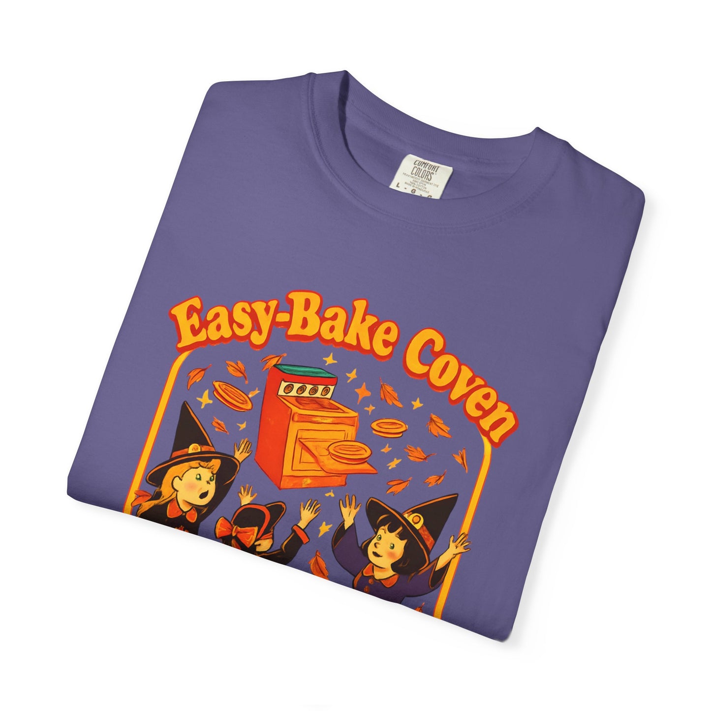 Halloween Witch T-Shirt, Unisex Garment-Dyed Shirt, Easy-Bake Coven Tee, Spooky Season Apparel, Cute Witch Design