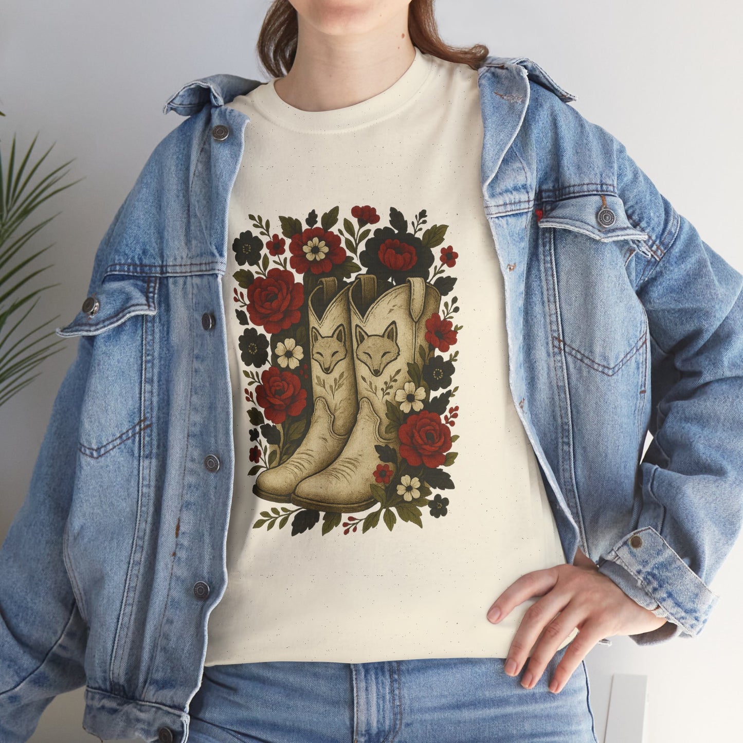 AR State Red Wolves Vintage Floral Cowboy Boots Tee
