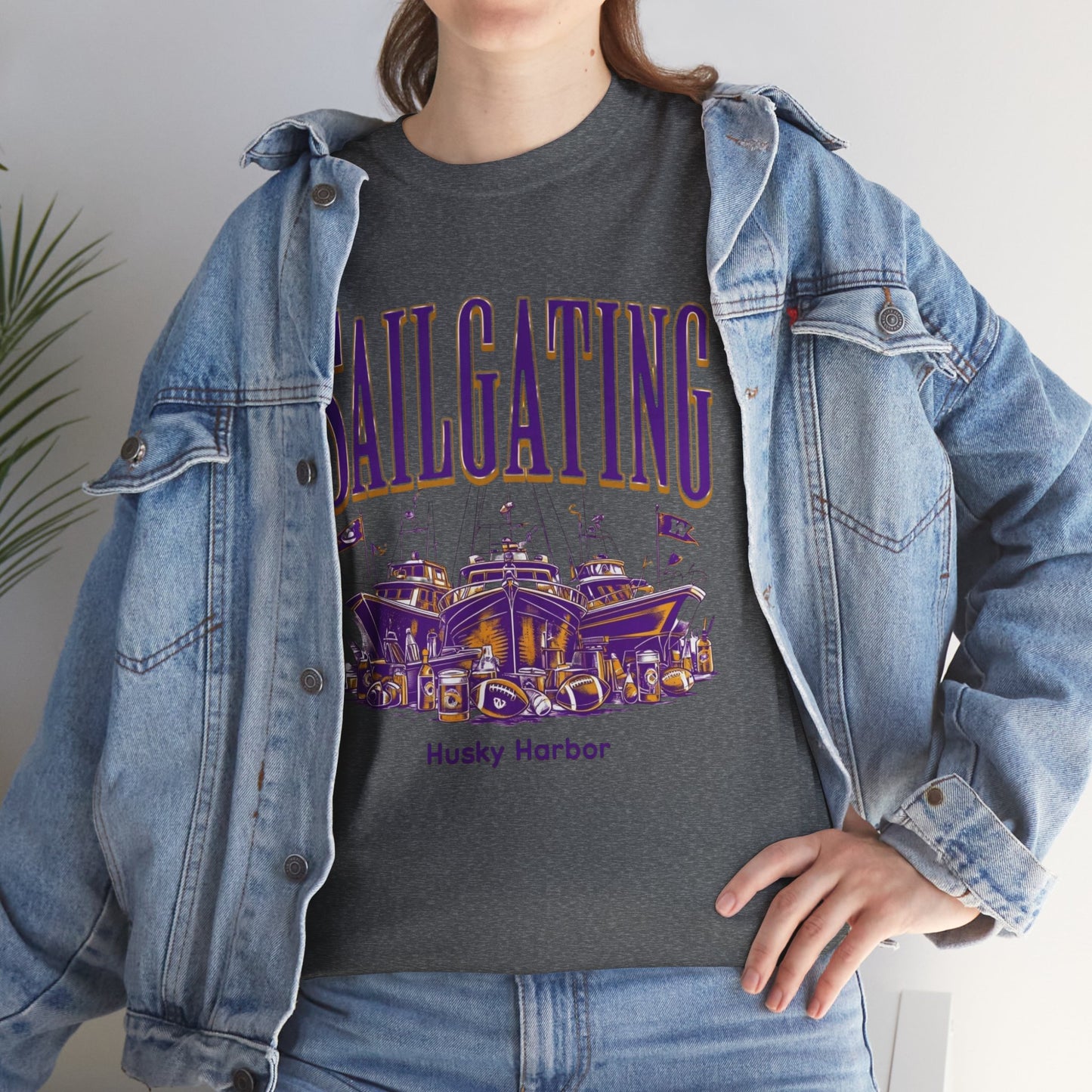 Sailgating Tee - Washington Huskies Unisex Heavy Cotton Shirt