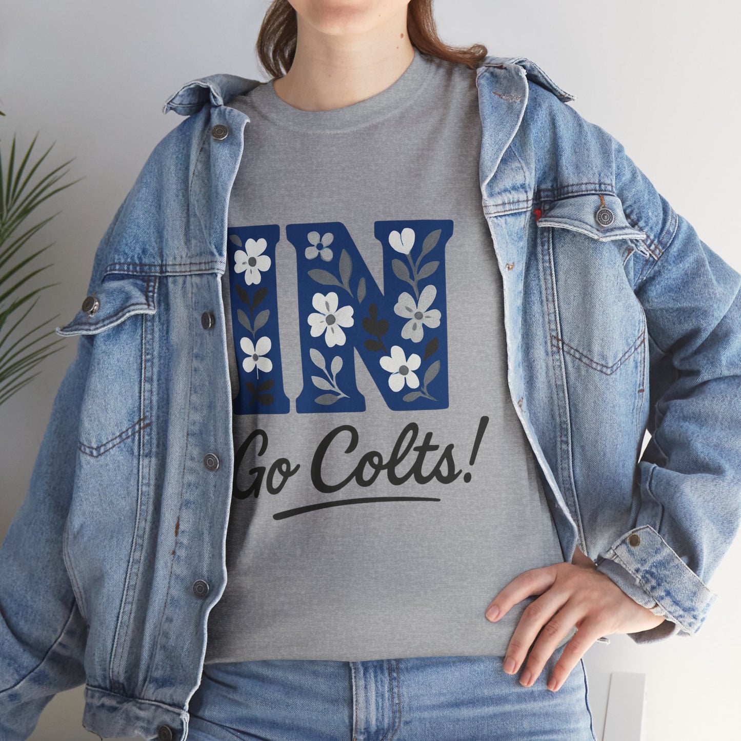 Floral Colts Tee | Unisex Heavy Cotton Tee for Sports Fans, Indiana Pride