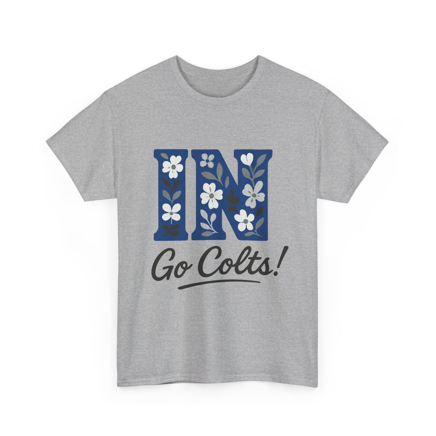Floral Colts Tee | Unisex Heavy Cotton Tee for Sports Fans, Indiana Pride