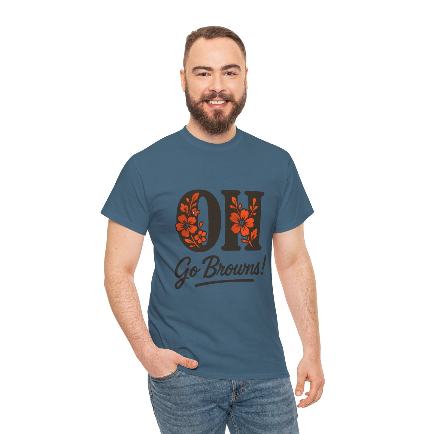 OH Go Browns Floral Unisex Tee, Fan Apparel, Game Day Shirt, Casual Wear, Gift for Sports Lovers
