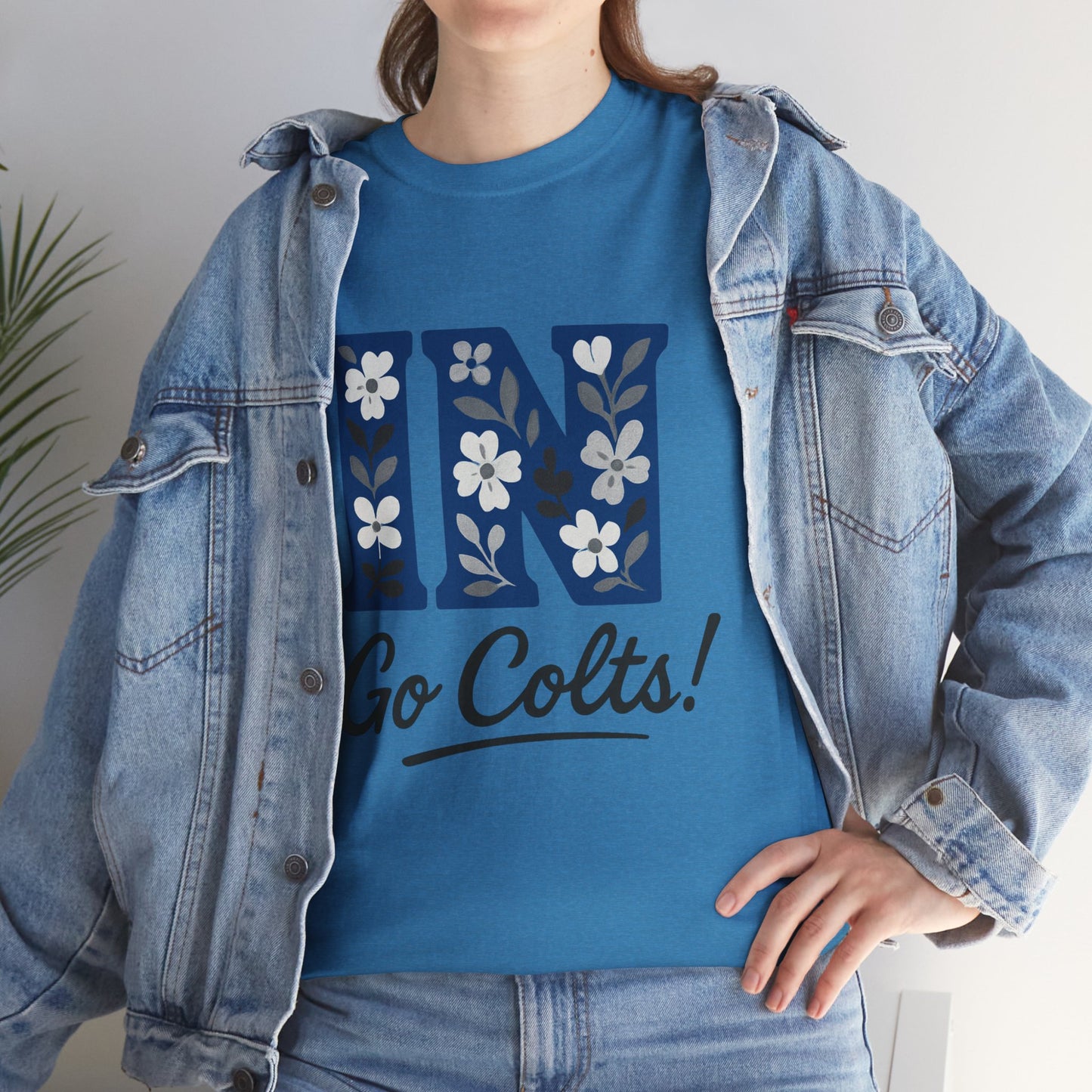 Floral Colts Tee | Unisex Heavy Cotton Tee for Sports Fans, Indiana Pride