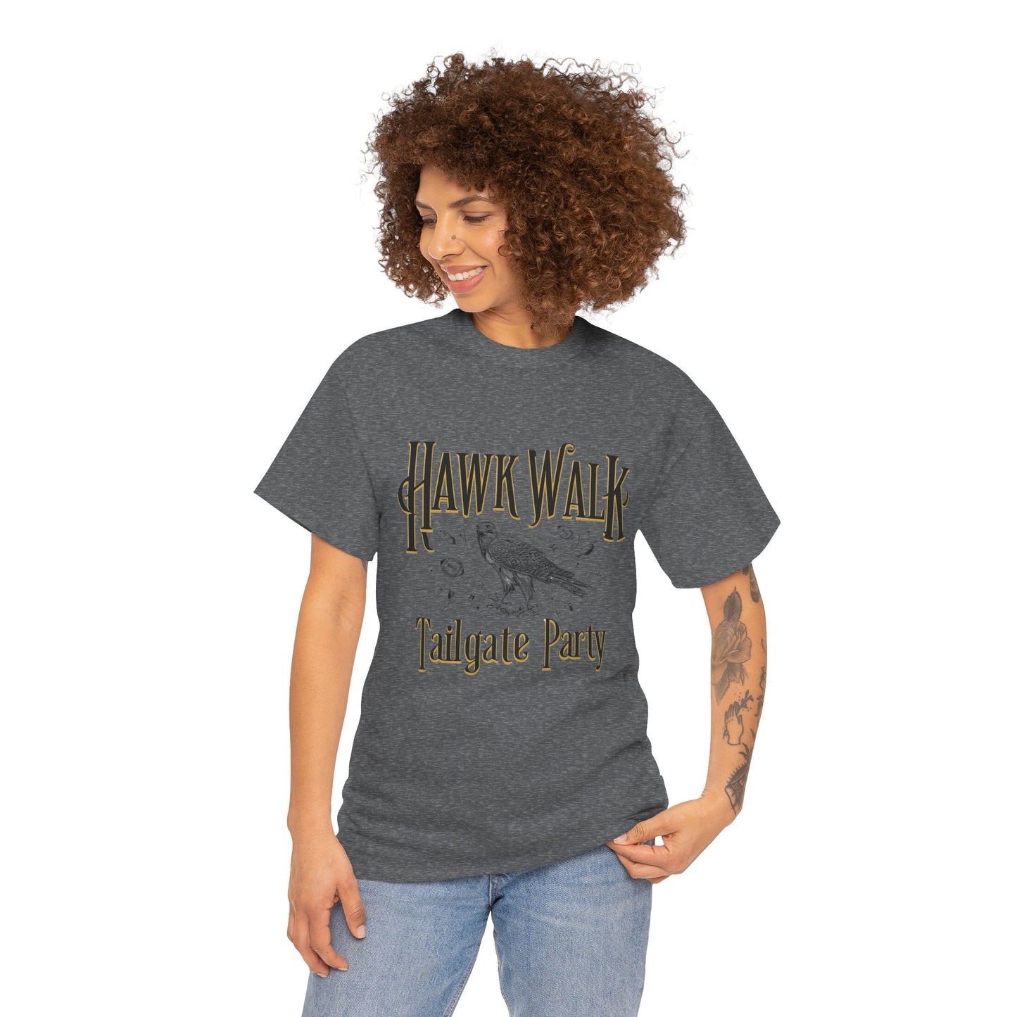 Hawk Walk Tailgate Tee, Unisex Cotton Shirt, Outdoor Event T-Shirt, Festival Wear, Bird Lover Gift, Sports Gathering Apparel