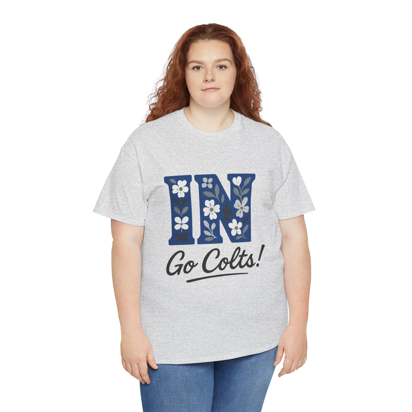 Floral Colts Tee | Unisex Heavy Cotton Tee for Sports Fans, Indiana Pride